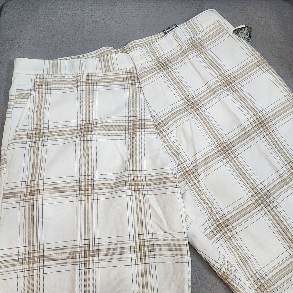 Burnside Plaid Shorts White Tan Khaki‎ JCBD9875H Mens 40 NEW
